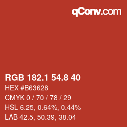 カラーコード: RGB 182.1 54.8 40 | qconv.com