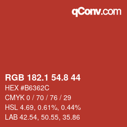 カラーコード: RGB 182.1 54.8 44 | qconv.com