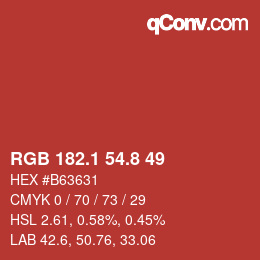 カラーコード: RGB 182.1 54.8 49 | qconv.com