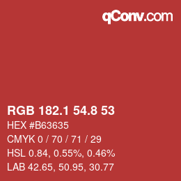 カラーコード: RGB 182.1 54.8 53 | qconv.com