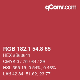 カラーコード: RGB 182.1 54.8 65 | qconv.com
