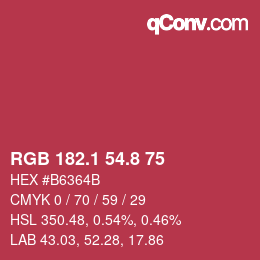 カラーコード: RGB 182.1 54.8 75 | qconv.com