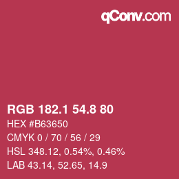 カラーコード: RGB 182.1 54.8 80 | qconv.com