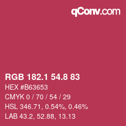 カラーコード: RGB 182.1 54.8 83 | qconv.com