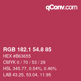 カラーコード: RGB 182.1 54.8 85 | qconv.com