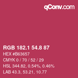 カラーコード: RGB 182.1 54.8 87 | qconv.com