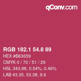 カラーコード: RGB 182.1 54.8 89 | qconv.com