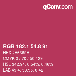 カラーコード: RGB 182.1 54.8 91 | qconv.com