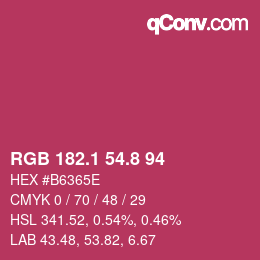 カラーコード: RGB 182.1 54.8 94 | qconv.com