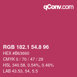 カラーコード: RGB 182.1 54.8 96 | qconv.com