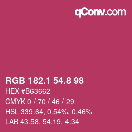 カラーコード: RGB 182.1 54.8 98 | qconv.com