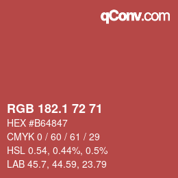 Color code: RGB 182.1 72 71 | qconv.com