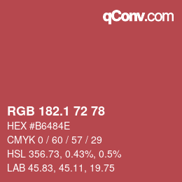 カラーコード: RGB 182.1 72 78 | qconv.com