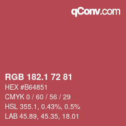カラーコード: RGB 182.1 72 81 | qconv.com