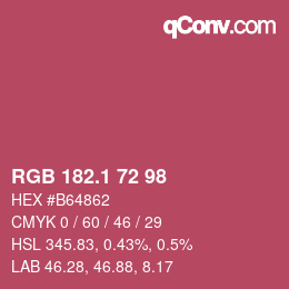 カラーコード: RGB 182.1 72 98 | qconv.com