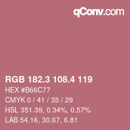 カラーコード: RGB 182.3 108.4 119 | qconv.com