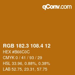 カラーコード: RGB 182.3 108.4 12 | qconv.com