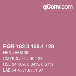 カラーコード: RGB 182.3 108.4 128 | qconv.com