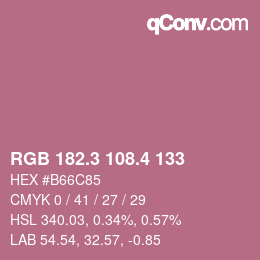 カラーコード: RGB 182.3 108.4 133 | qconv.com
