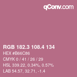 カラーコード: RGB 182.3 108.4 134 | qconv.com