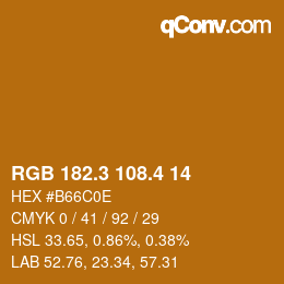 カラーコード: RGB 182.3 108.4 14 | qconv.com