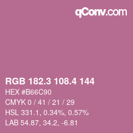 カラーコード: RGB 182.3 108.4 144 | qconv.com