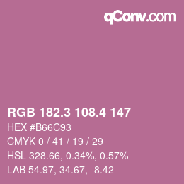 カラーコード: RGB 182.3 108.4 147 | qconv.com