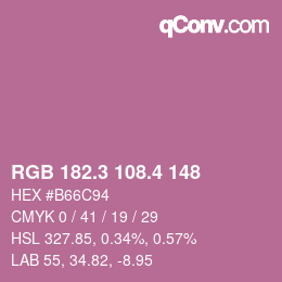 カラーコード: RGB 182.3 108.4 148 | qconv.com