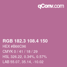 カラーコード: RGB 182.3 108.4 150 | qconv.com