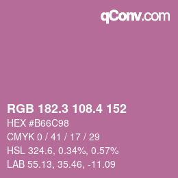 カラーコード: RGB 182.3 108.4 152 | qconv.com