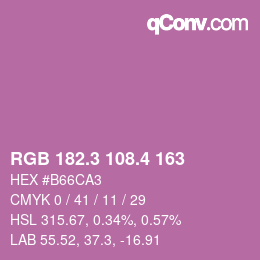 カラーコード: RGB 182.3 108.4 163 | qconv.com