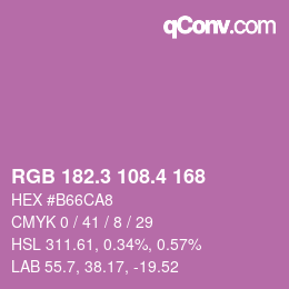 カラーコード: RGB 182.3 108.4 168 | qconv.com