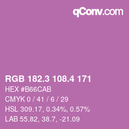 カラーコード: RGB 182.3 108.4 171 | qconv.com