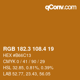 カラーコード: RGB 182.3 108.4 19 | qconv.com
