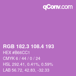 カラーコード: RGB 182.3 108.4 193 | qconv.com