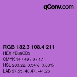 カラーコード: RGB 182.3 108.4 211 | qconv.com