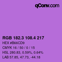 カラーコード: RGB 182.3 108.4 217 | qconv.com