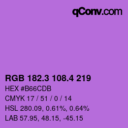 カラーコード: RGB 182.3 108.4 219 | qconv.com