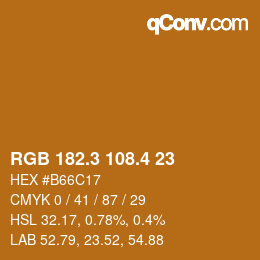 カラーコード: RGB 182.3 108.4 23 | qconv.com