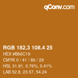 カラーコード: RGB 182.3 108.4 25 | qconv.com