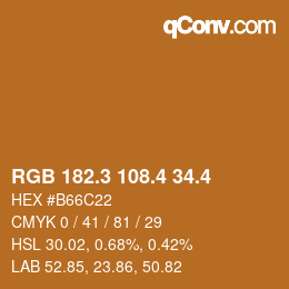カラーコード: RGB 182.3 108.4 34.4 | qconv.com