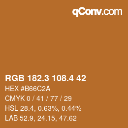 カラーコード: RGB 182.3 108.4 42 | qconv.com