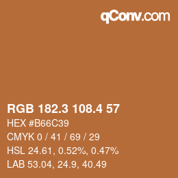 カラーコード: RGB 182.3 108.4 57 | qconv.com