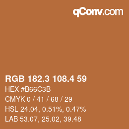 カラーコード: RGB 182.3 108.4 59 | qconv.com