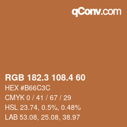 カラーコード: RGB 182.3 108.4 60 | qconv.com