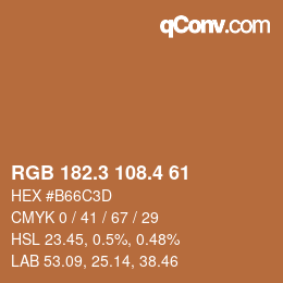 カラーコード: RGB 182.3 108.4 61 | qconv.com
