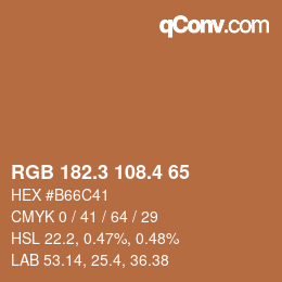 カラーコード: RGB 182.3 108.4 65 | qconv.com