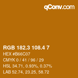 カラーコード: RGB 182.3 108.4 7 | qconv.com