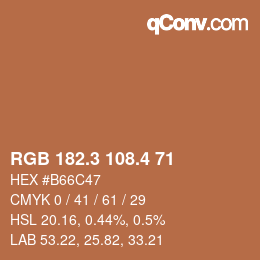 カラーコード: RGB 182.3 108.4 71 | qconv.com