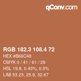 カラーコード: RGB 182.3 108.4 72 | qconv.com